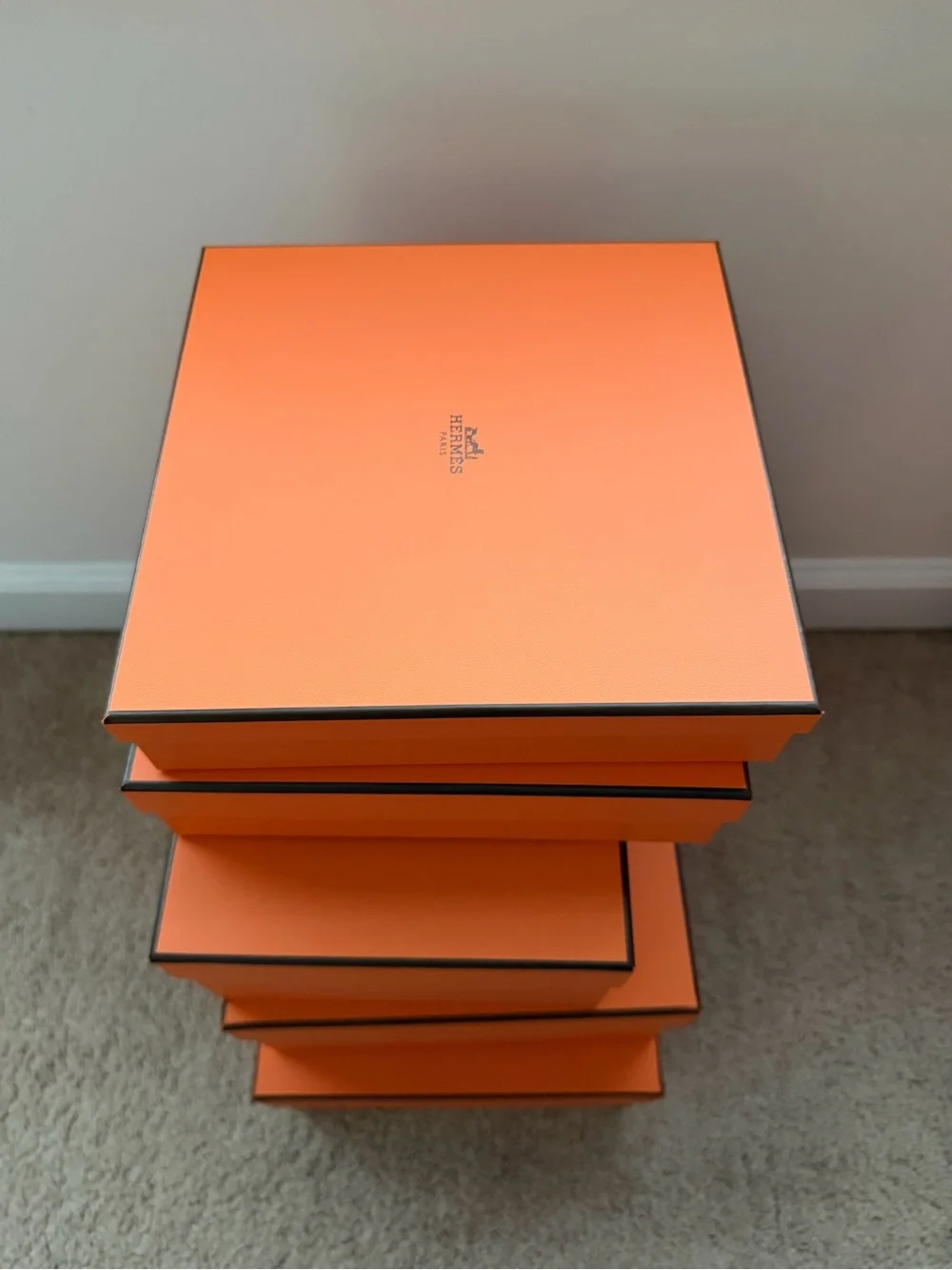 Hermes Orange Stackable Storage Boxes - Set of 5